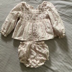 Long-Sleeve Heart-Print Top and Bloomer Shorts Set for Baby